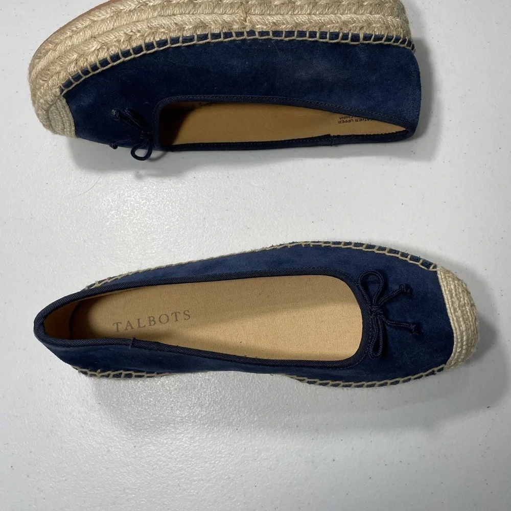 Talbots Blue Espadrille Flats with Bow Detail Size 7 SB-95